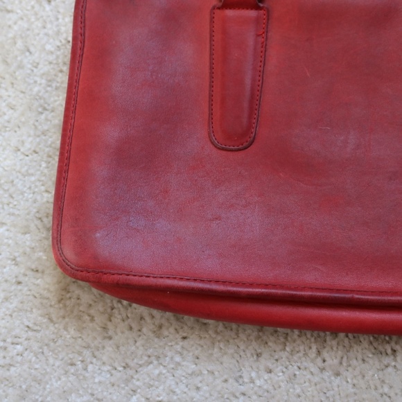 Vintage COACH Bonnie Cashin 1970’s LEATHER Red Leather Slim Satchel Bag Purse - Picture 3 of 7